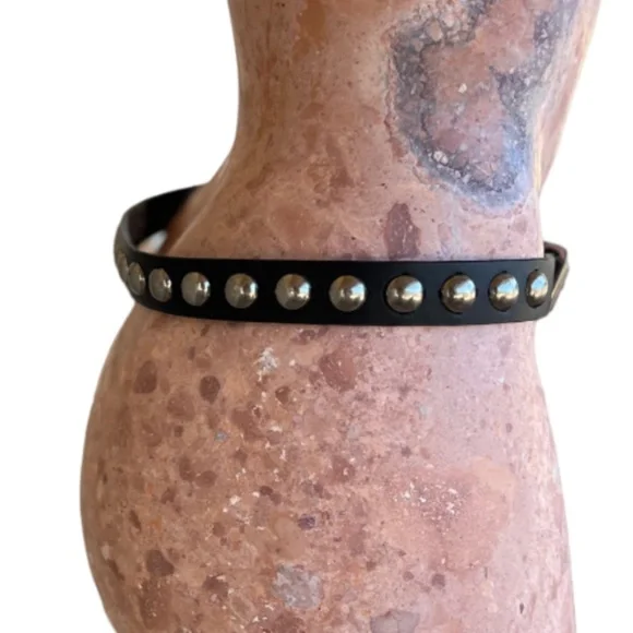 Black Studded Belt, Black Belt, Silver Studs, Punk Aesthetic - Picture 5 of 9